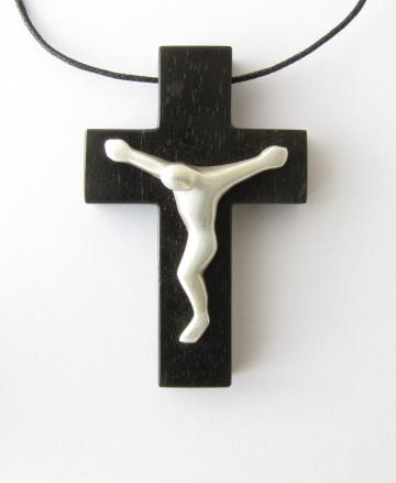 Silver and Ebony Crucifix Pendant : $106