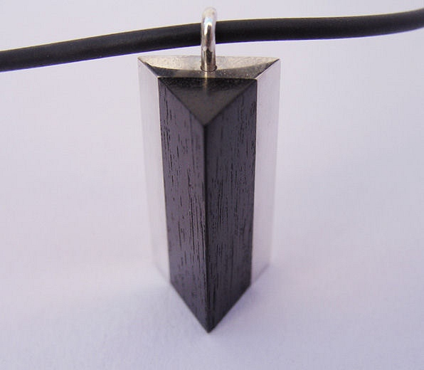 Pendant Ebony and Solid Silver Triangle Pyramid style : $35