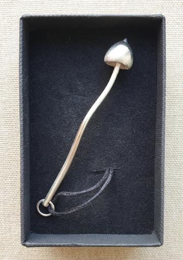 Solid Silver Psilocybe Semilanceata Magic Mushroom Pendant : $112