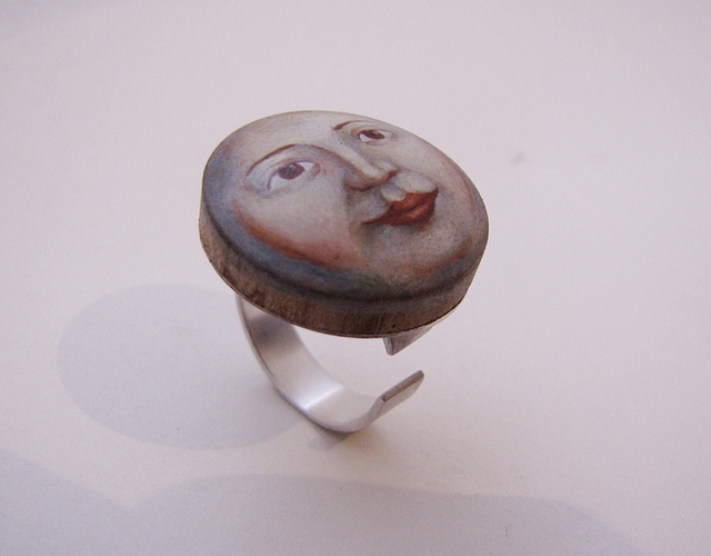 Ring Miniature Moon Face Portrait : $225