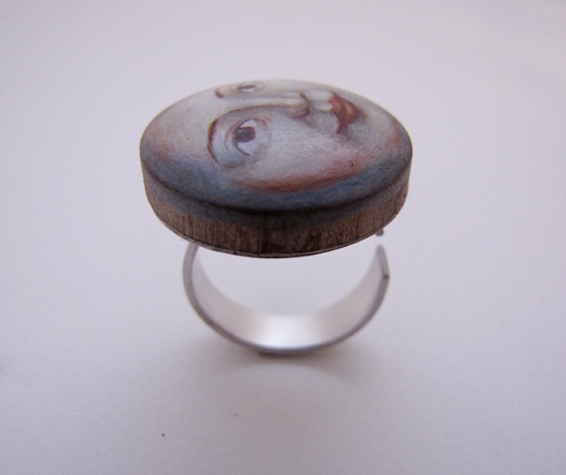 Ring Miniature Moon Face Portrait : $225