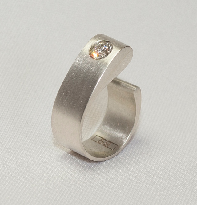 Engagement Ring - Solid White Gold with Diamond