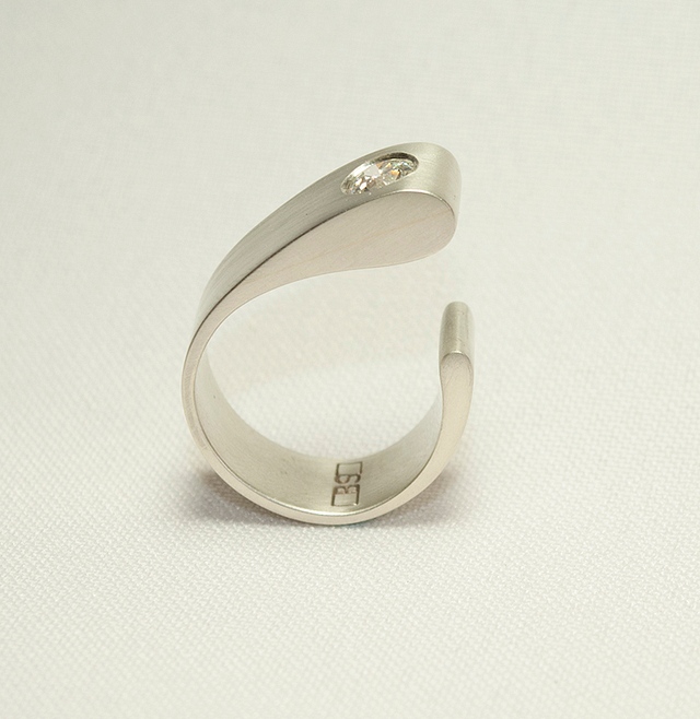 Engagement Ring - Solid White Gold with Diamond