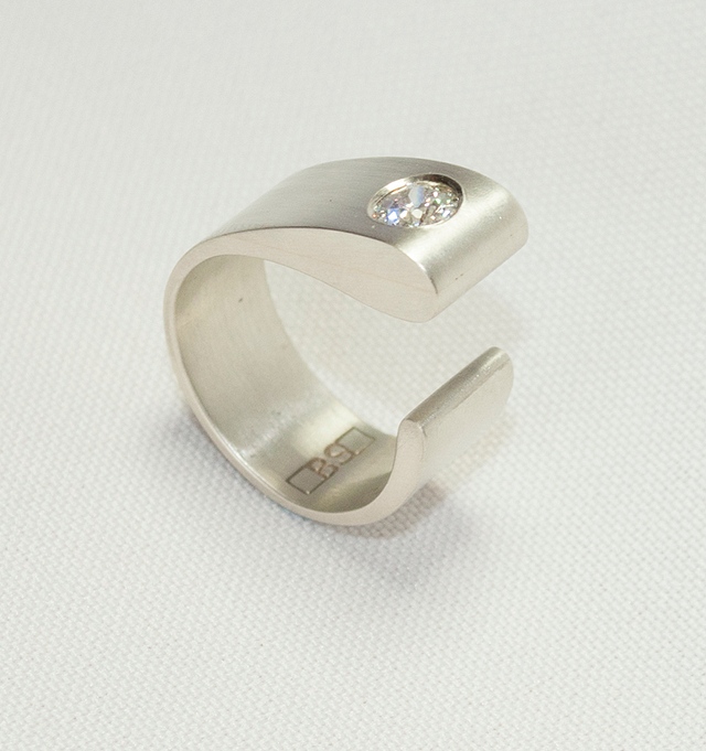 Engagement Ring - Solid White Gold with Diamond