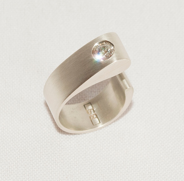 Engagement Ring - Solid White Gold with Diamond