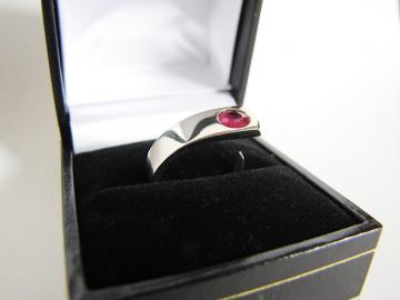 Engagement Ring - Red Ruby and 9ct White Gold : $563