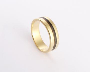 Wedding Band 18ct yellow gold with Green Abalone Shell inlay