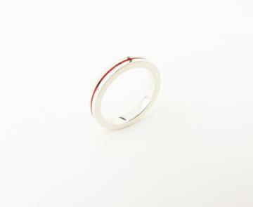 Wedding band Ring - 9ct White gold with Bloody Basin Jasper