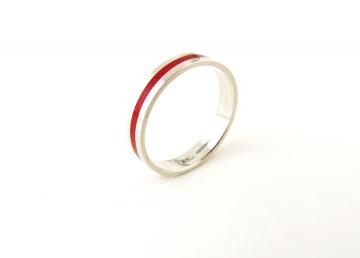 Wedding band Ring - 9ct White gold with Bloody Basin Jasper