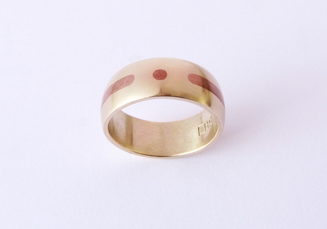 Wedding band ring - Gold with Shakudo metal