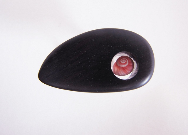 African Blackwood with Pink umbonium & adjustable Ring : $60