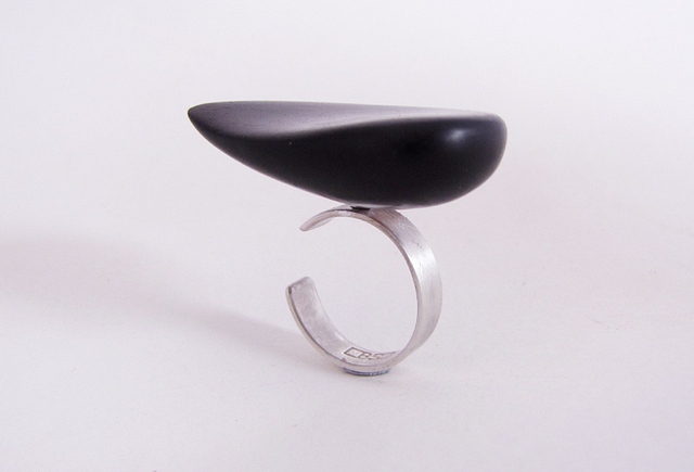 African Blackwood with Pink umbonium & adjustable Ring : $60